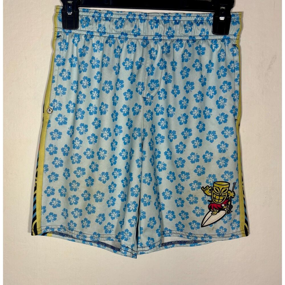 Lacrosse Unlimited UNLTD Youth YL Hawaiian Tiki Lacrosse Shorts Blue Floral Mesh